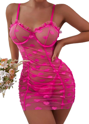 Vestido de Noche Sexy Rosa Transparente